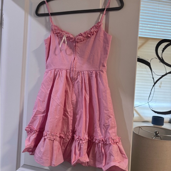Pink Ruffled Spaghetti Strap Dress - Picture 2 of 3